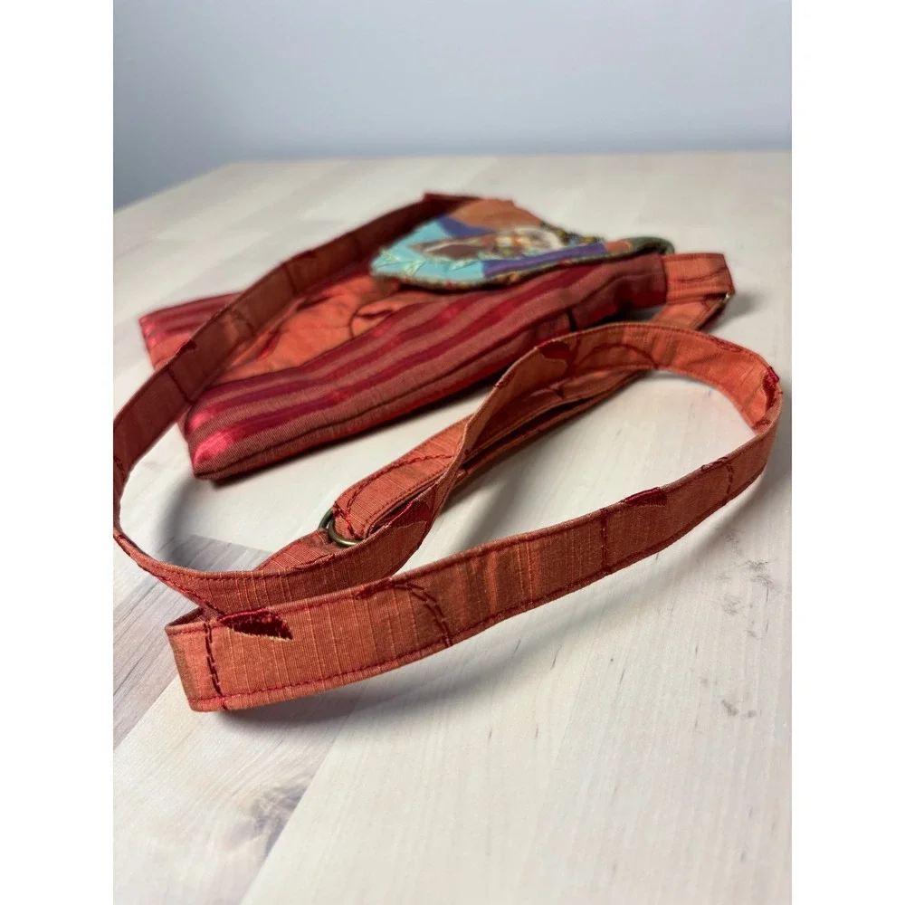 Handmade Boho Crossbody Bag Red Embroidered Casino de Paris Showgirl Beaded